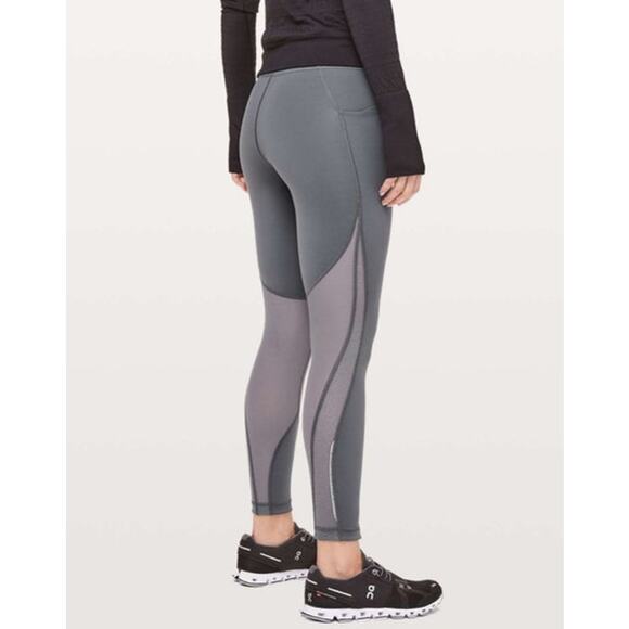 Lululemon Run Smoothly 7/8 Tight Titanium Gray Size 10 Nulux Mesh - Picture 5 of 12